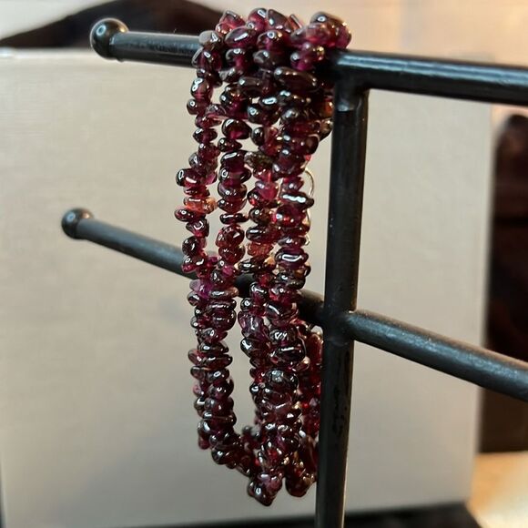 Rhodolite Garnet Beads Bracelet 925 sterling silver clasp. NWT. 7.25” - Picture 2 of 8